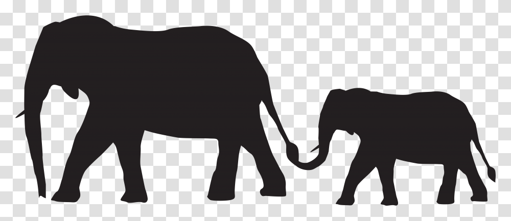 Baby Elephant Silhouette Elephant And Baby Silhouette, Mammal, Animal, Wildlife, Warthog Transparent Png