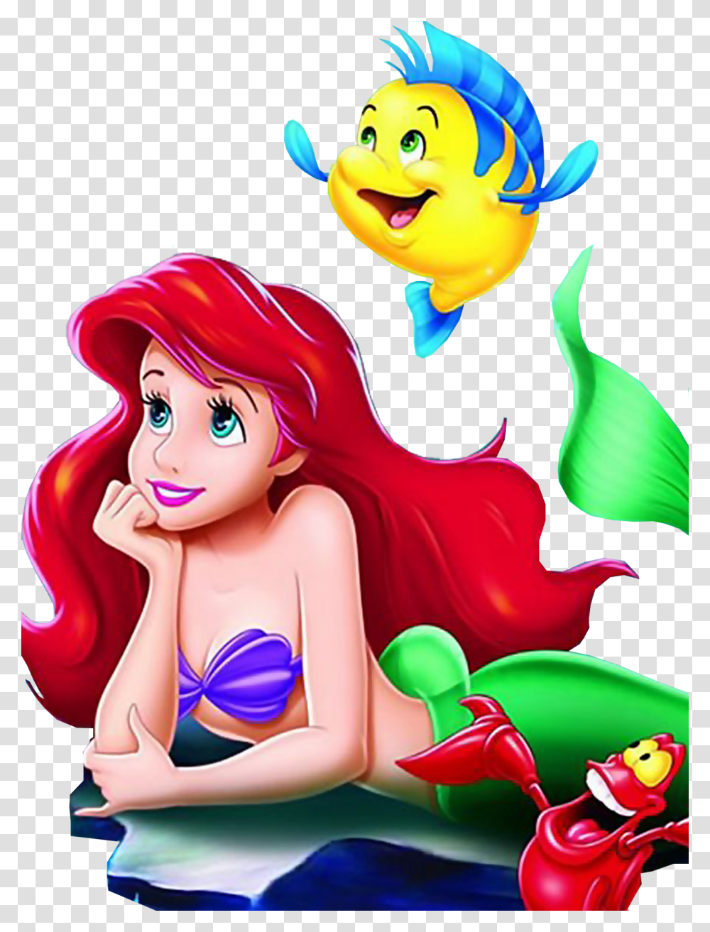 Baby Flounder Little Mermaid Ariel Little Mermaid, Book Transparent Png
