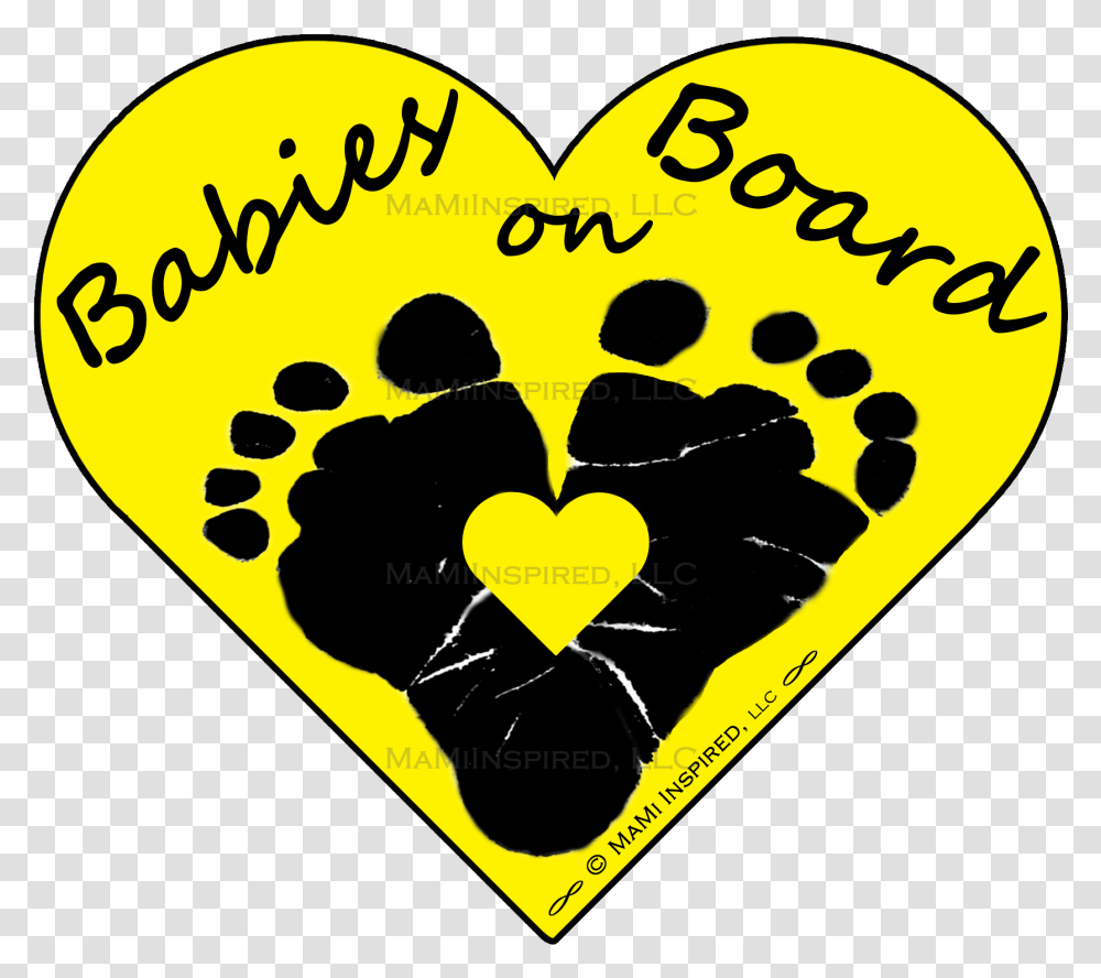 Baby Footprint Babies On Board Heart Baby In Car Girly, Person, Human, Symbol Transparent Png