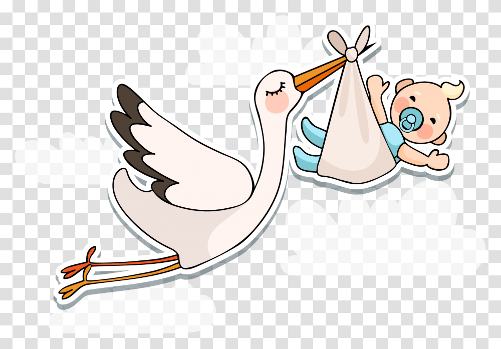 Baby Girl Clipart Black And White Stork Baby Girl, Animal, Bird, Pelican, Dodo Transparent Png