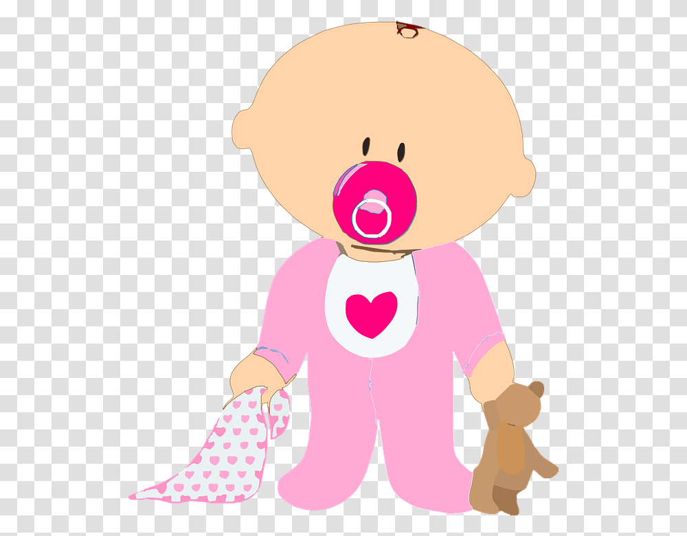 Baby Girl Teddy Pacifier Blanket Pink Stand, Person, Human, Toy Transparent Png