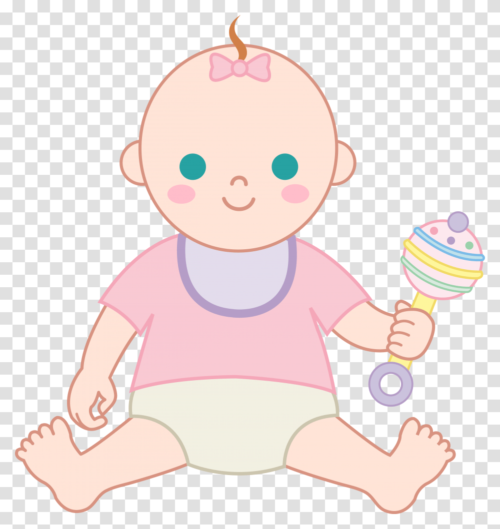 Baby Girl With Rattle Free Clip Art Cute Transparent Png