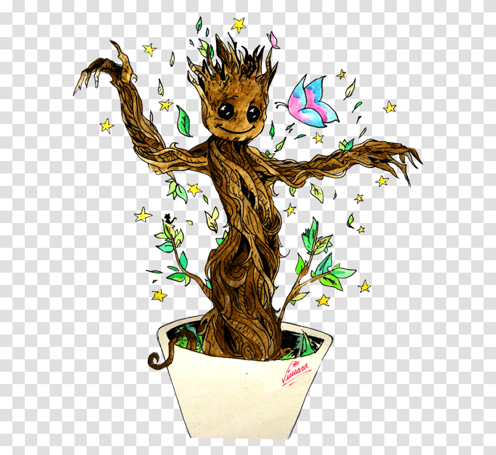 Baby Groot Dance Flowerpot, Plant, Elf Transparent Png