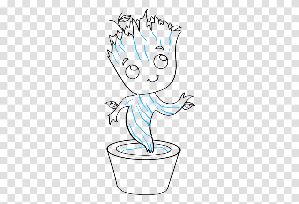 Baby Groot In Flower Pot Drawing Ilmu Pengetahuan 7 Groot, Text, Outdoors, Handwriting, Nature Transparent Png