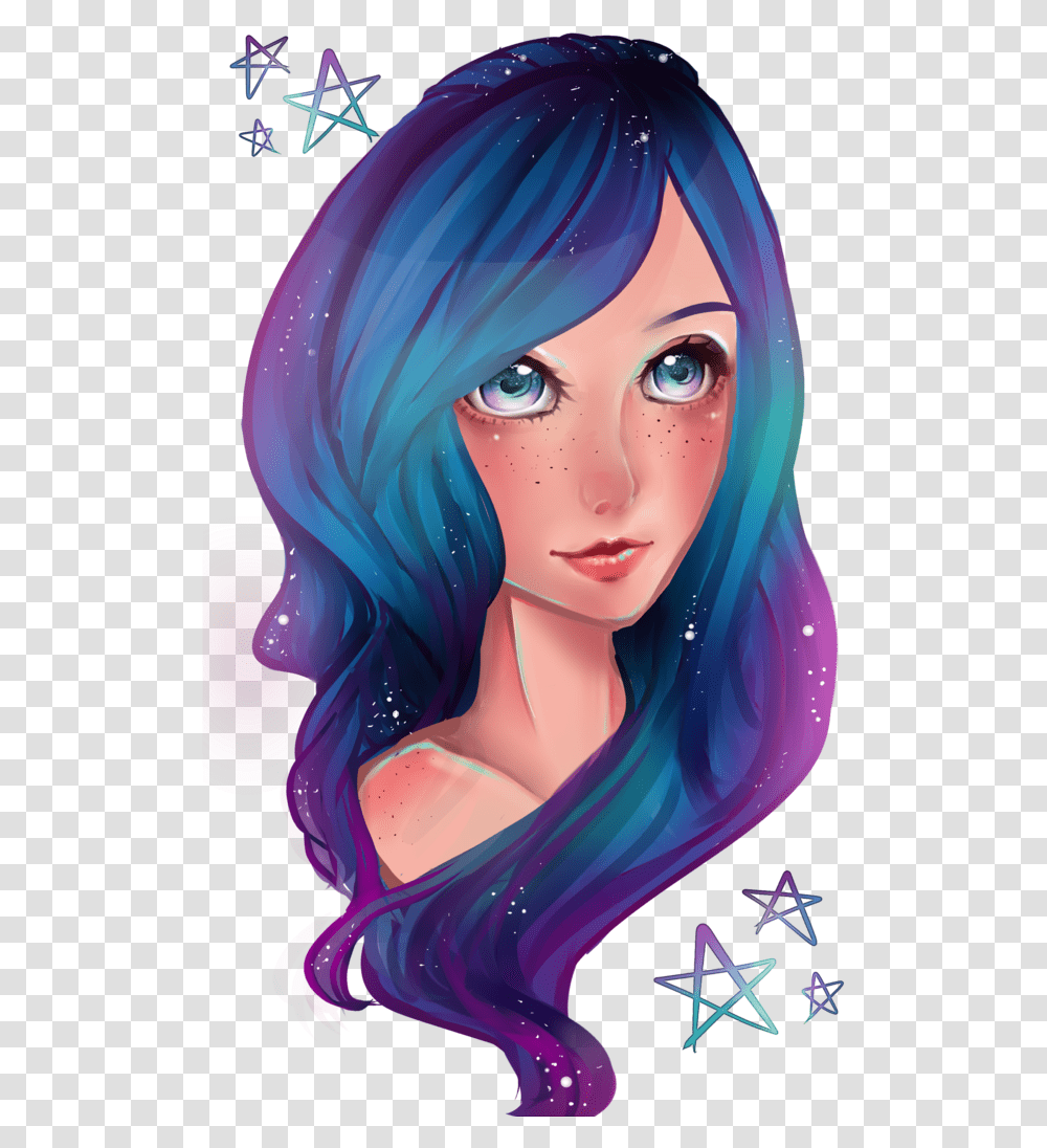 Baby Hair Female Anime Purple And Blue Hair, Doll, Toy Transparent Png