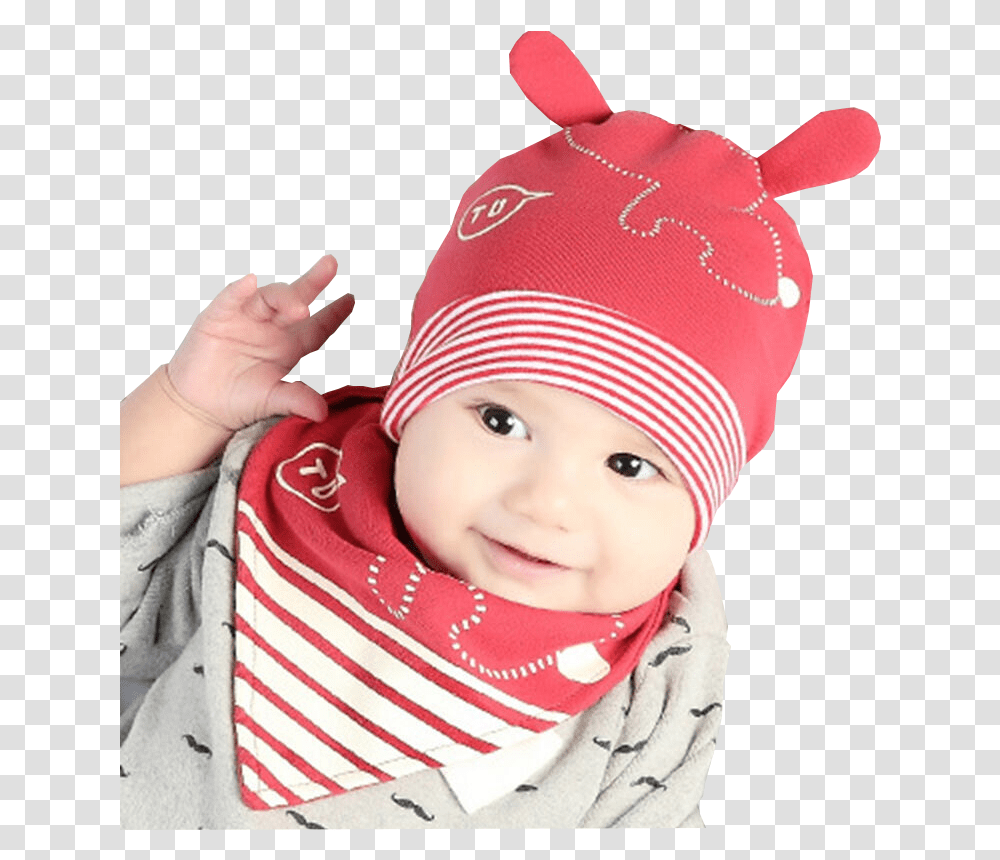 Baby Hat Spring New Baby Cotton Hat Head Cap Sleeve Baby, Apparel, Bonnet, Person Transparent Png