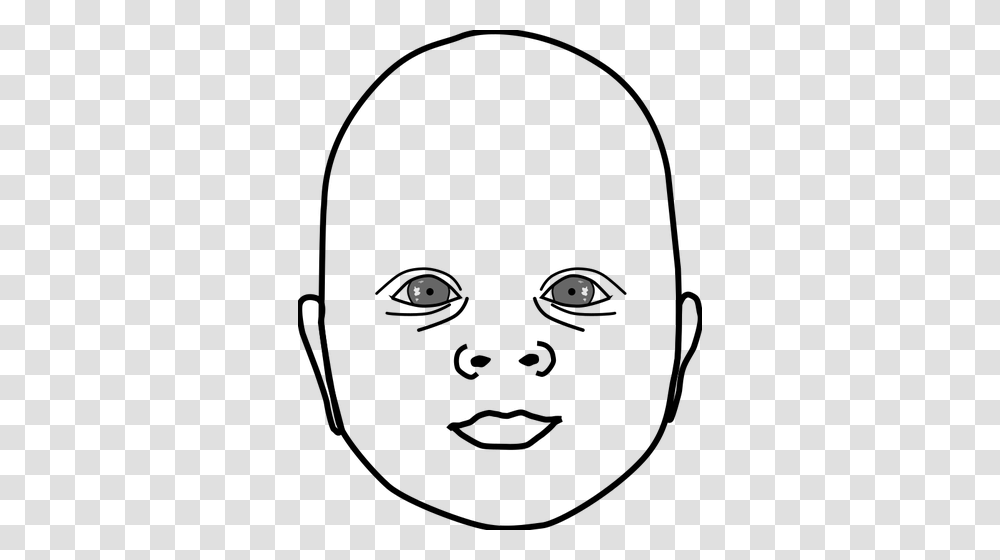 Baby Head In Black And White Vector Clip Art, Mammal, Animal, Astronomy, Outer Space Transparent Png