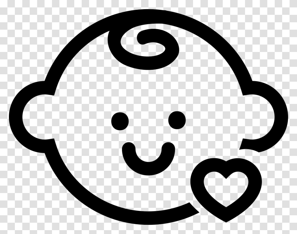 Baby Head With A Small Heart Outline Kids Icon, Stencil, Logo, Trademark Transparent Png