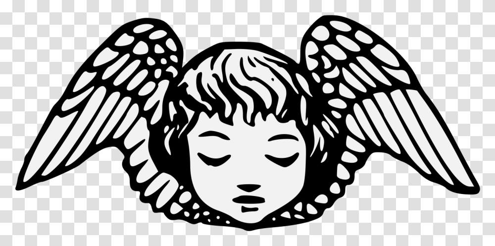 Baby Head With Wings, Stencil, Face, Label Transparent Png