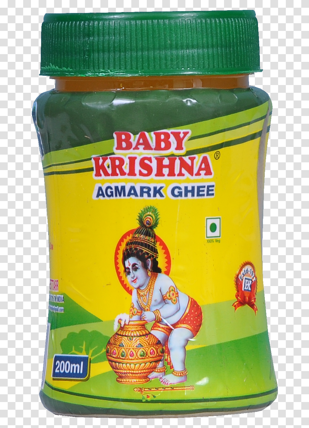 Baby Krishna Ghee, Person, Plant, Food, Jar Transparent Png
