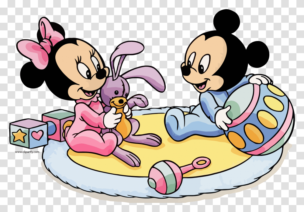 Baby Mickey Baby Minnie Ball Bunny Toy Clipart Baby Mickey And Minnie Coloring Pages, Drawing, Doodle, Kart Transparent Png