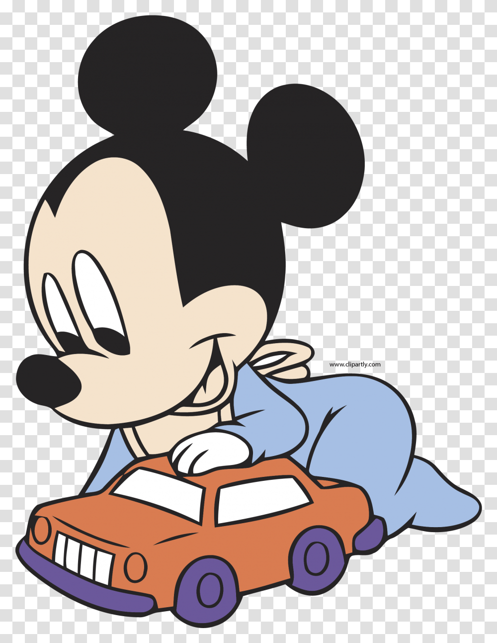 Baby Mickey Car Clipart - Clipartlycom Baby Mickey Mouse With Car, Reading, Outdoors, Kneeling, Video Gaming Transparent Png