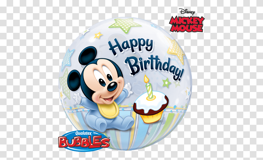 Baby Mickey Mouse 1st Birthday Balloons Mickey Mouse Happy First Birthday Boy, Food, Dessert, Cream, Creme Transparent Png