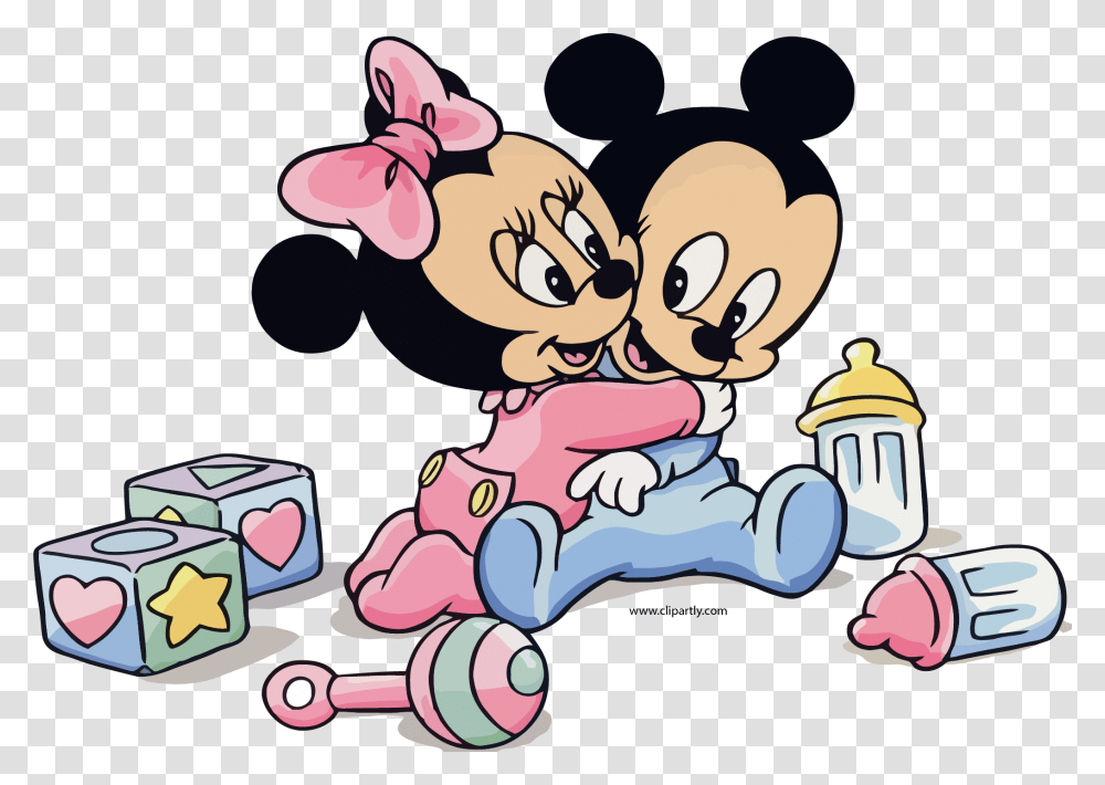 Baby Minnie And Mickey Hug Clipart Baby Mickey And Minnie Mouse, Drawing, Doodle Transparent Png