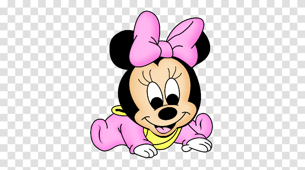 Baby Minnie Mouse With Pink Bow Crawling On Floor Disney Babes, Sweets, Food, Confectionery, Toy Transparent Png