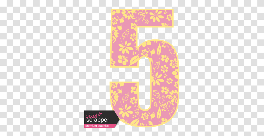 Baby Number 5 Flowers Graphic By Melo Vrijhof Number 5 With Flowers, Symbol, Text, Rug Transparent Png