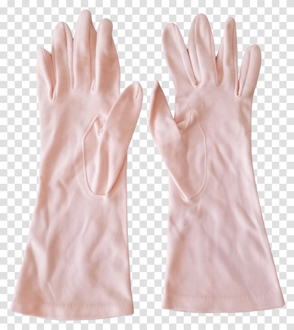 Baby Pink Wrist Length Gloves Safety Glove, Clothing, Apparel, Person, Human Transparent Png