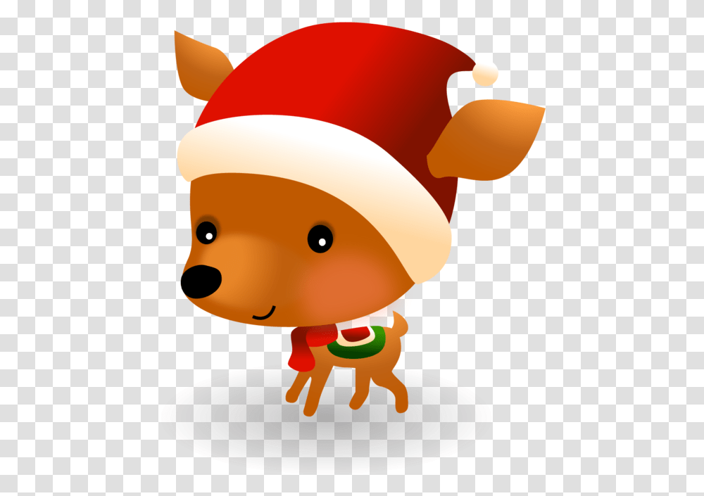 Baby Reindeer With A Santa Hat Cartoon, Food, Sweets, Toy, Plush Transparent Png