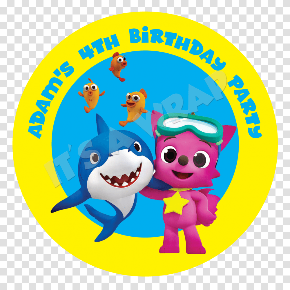 Baby Shark Party Box Stickers Partywraps, Label, Animal, Sea Life Transparent Png