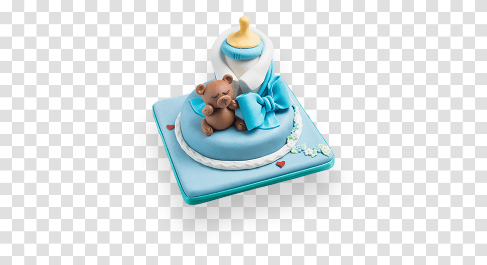 Baby Shower Blue Cake Teddy Bear, Dessert, Food, Birthday Cake Transparent Png