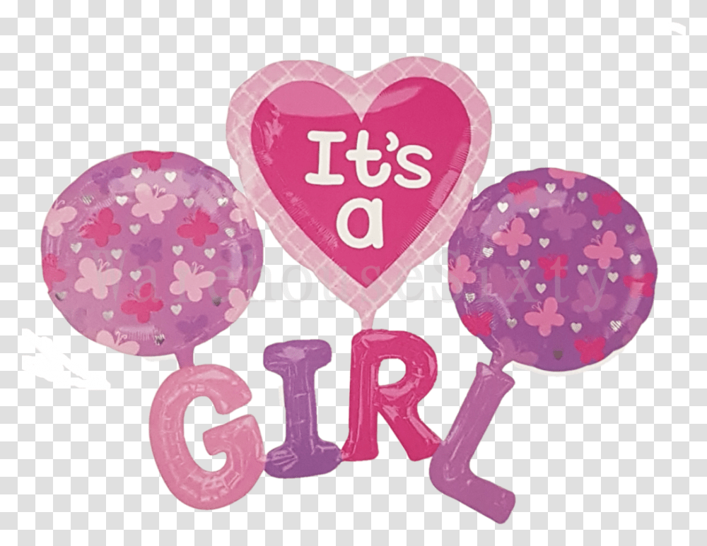 Baby Shower Border Clipart Its A Girl Balloon, Rattle, Heart Transparent Png