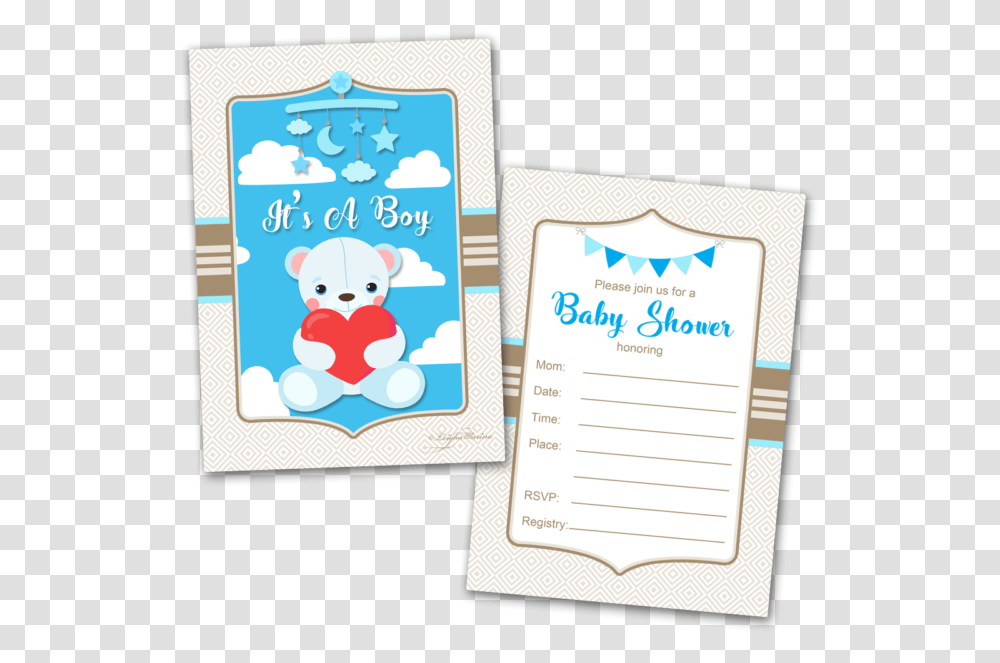 Baby Shower Cards And 20 Envelopes It's A Boy Cartoon, Mail, Greeting Card, Page Transparent Png