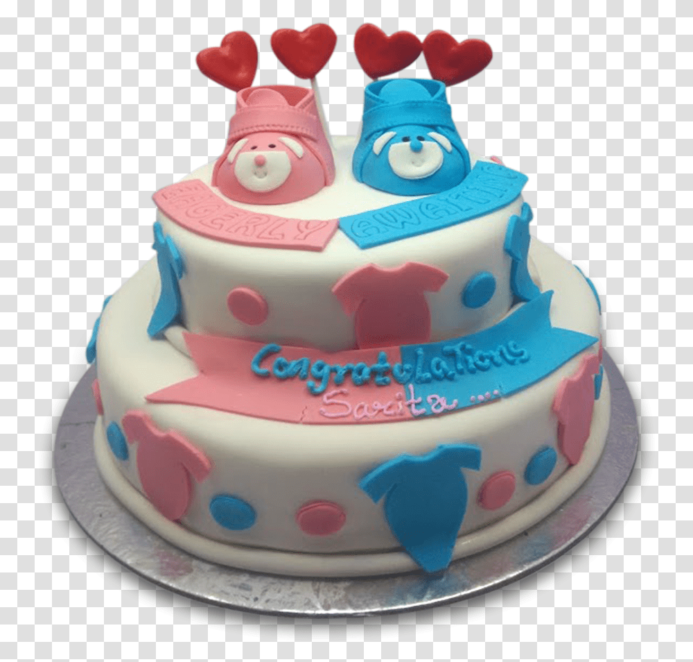 Baby Shower Double Decker Cake, Birthday Cake, Dessert, Food Transparent Png