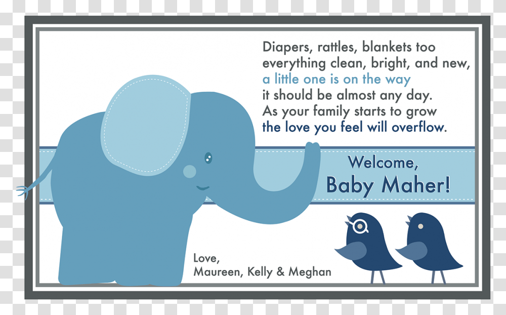 Baby Shower Elephant, Bird, Animal, Label Transparent Png