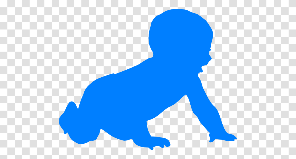 Baby Silhouette Blue Clip Art, Person, Human, Crawling, Baseball Cap Transparent Png