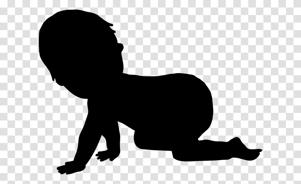 Baby Silhouette Boy Baby Girl Silhouette, Person, Human, Crawling, Kneeling Transparent Png