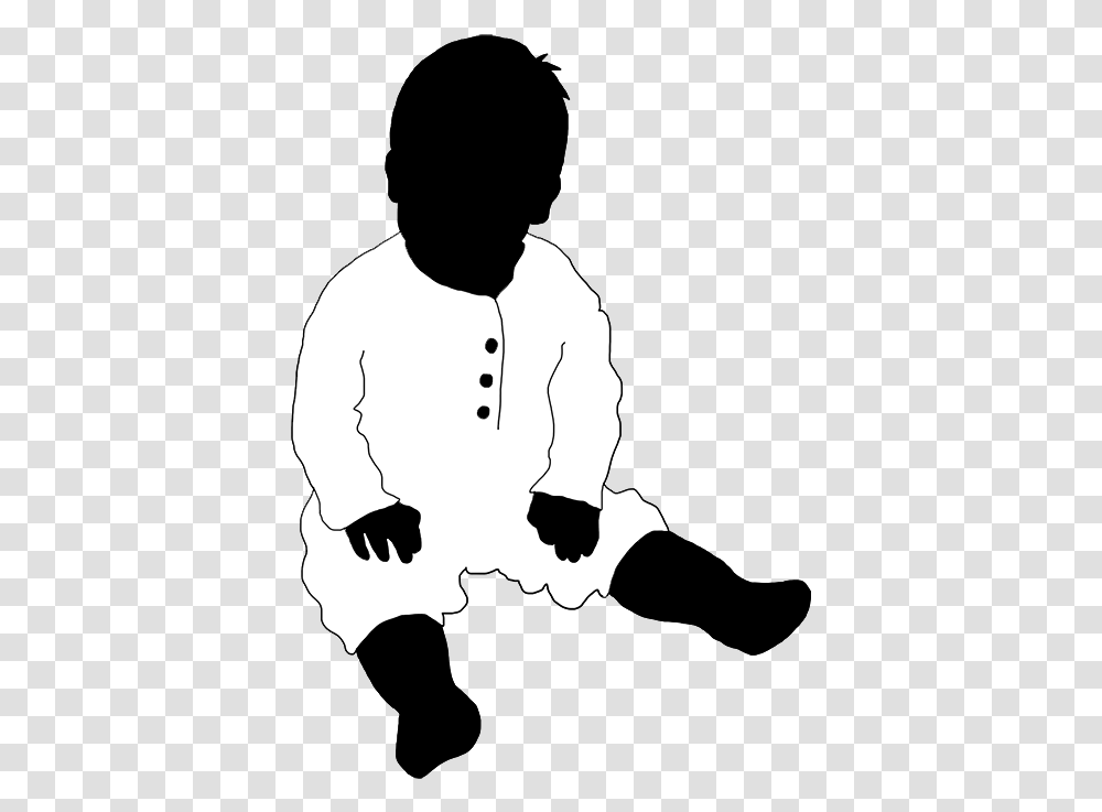 Baby Sitting Silhouette Black White Child Illustration, Stencil, Person, Human Transparent Png