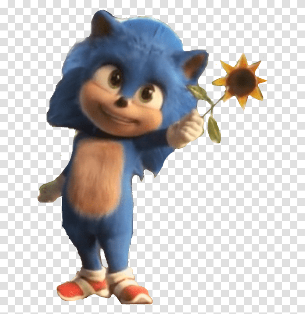 Baby Sonic Hands You A Sunflower Sonicthemovie Baby Sonic Movie, Figurine, Toy, Doll, Person Transparent Png