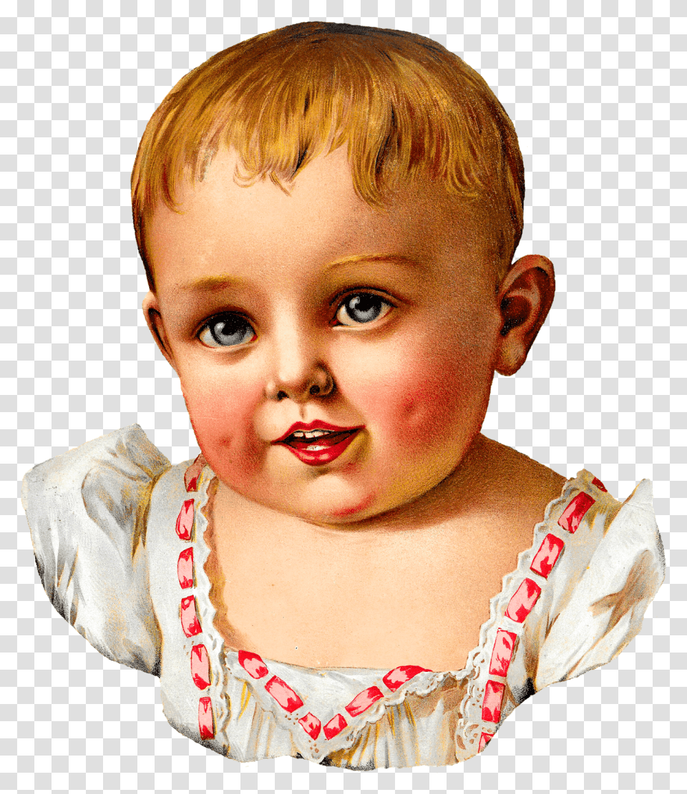 Baby Victorian Image Illustration Child Clipart Printable, Face, Person, Human, Head Transparent Png