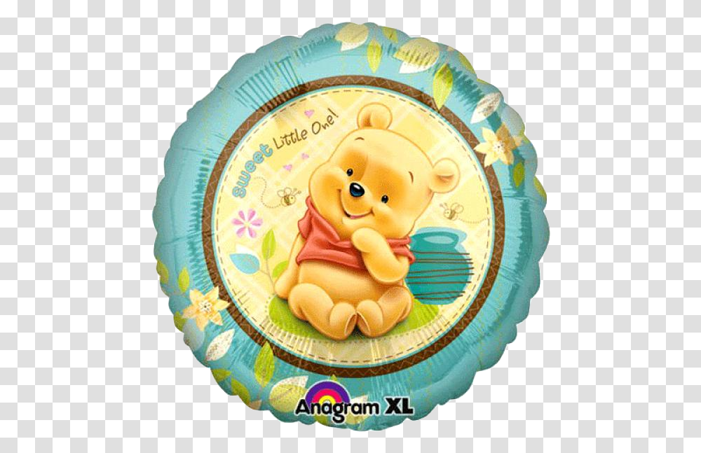 Baby Winnie The Pooh, Label, Birthday Cake, Dessert Transparent Png