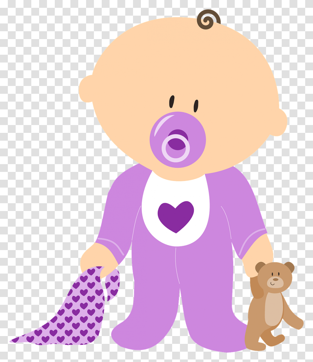 Baby With Teddy Bear Baby With Pacifier Clipart, Figurine, Toy, Person, Room Transparent Png