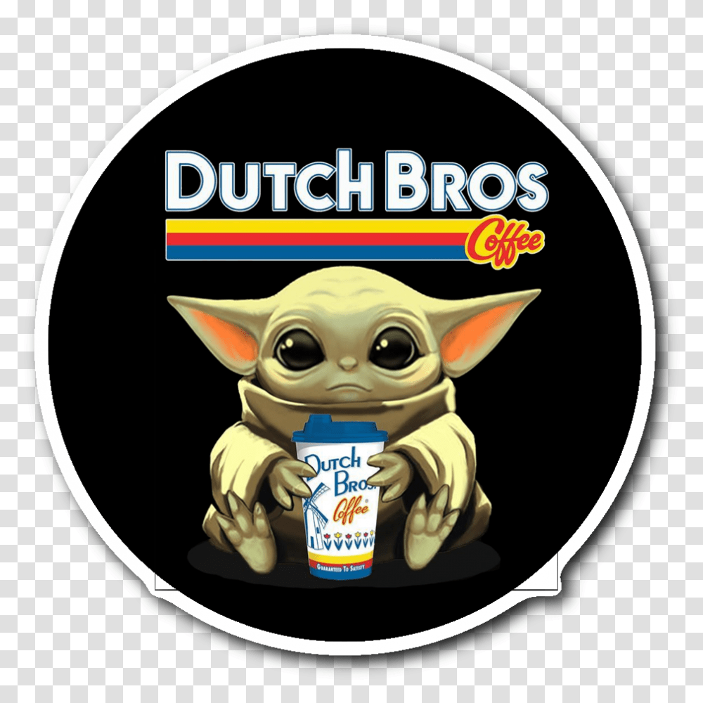 Baby Yoda Drink Dutch Bros Coffee Dutch Bros, Label, Text, Pet, Animal Transparent Png