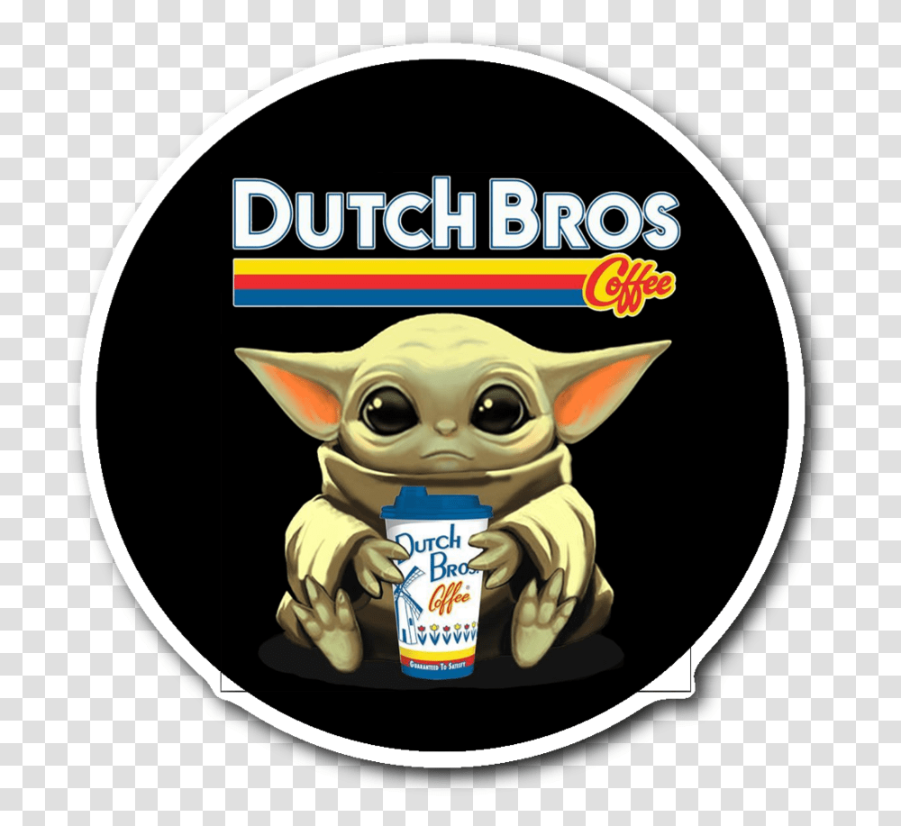 Baby Yoda Drink Dutch Bros Coffee Sticker Baby Yoda T Shirt, Label, Pet, Animal Transparent Png