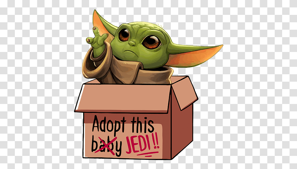 Baby Yoda In A Box, Animal, Label, Carton Transparent Png