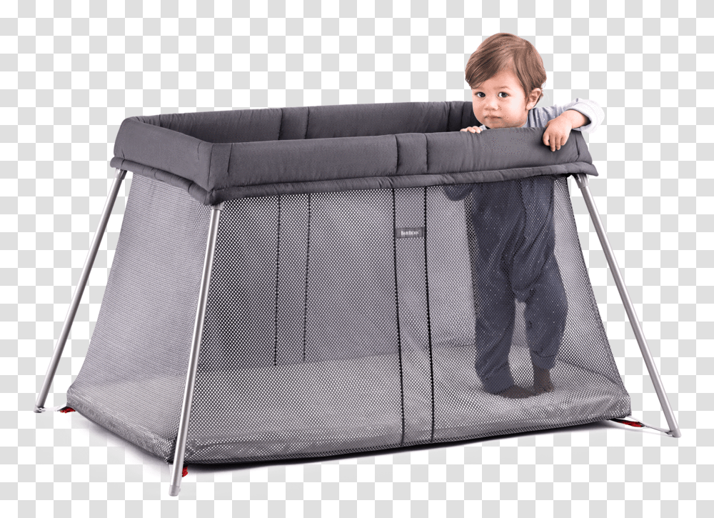 Babybjrn Travel Cot Easy Go Babybjorn Travel Crib Easy Go, Furniture, Person, Human, Cradle Transparent Png