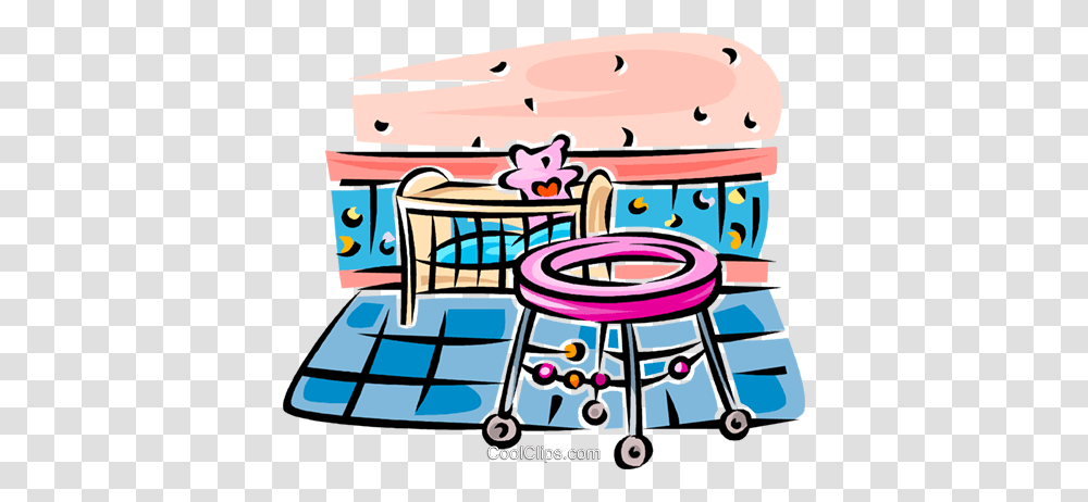 Babys Crib And Walker Royalty Free Vector Clip Art Illustration, Food, Meal, Burger, Bread Transparent Png
