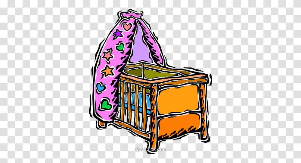 Babys Crib Royalty Free Vector Clip Art Illustration, Furniture, Bag, Basket, Accessories Transparent Png