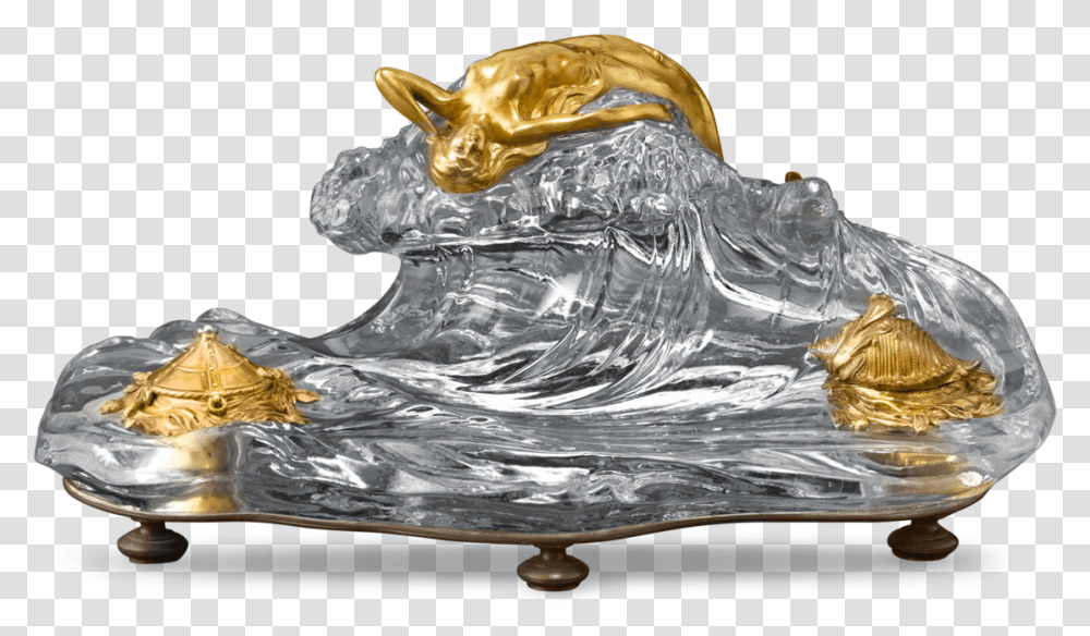 Baccarat Crystal Nautical Inkwell Statue Statue, Gold, Plant, Treasure, Jar Transparent Png