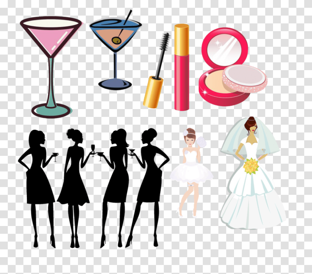 Bachelorette Clipart Group With Items, Person, Human, Cocktail, Alcohol Transparent Png