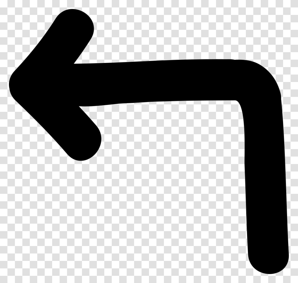 Back Arrow Pointing Left Hand Drawn Symbol Comments Arrow Pointing Back, Axe, Tool, Hammer Transparent Png