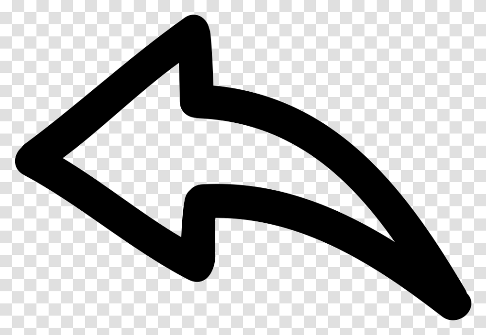 Back Hand Drawn Arrow Outline Back Arrow White, Label, Hammer, Tool Transparent Png