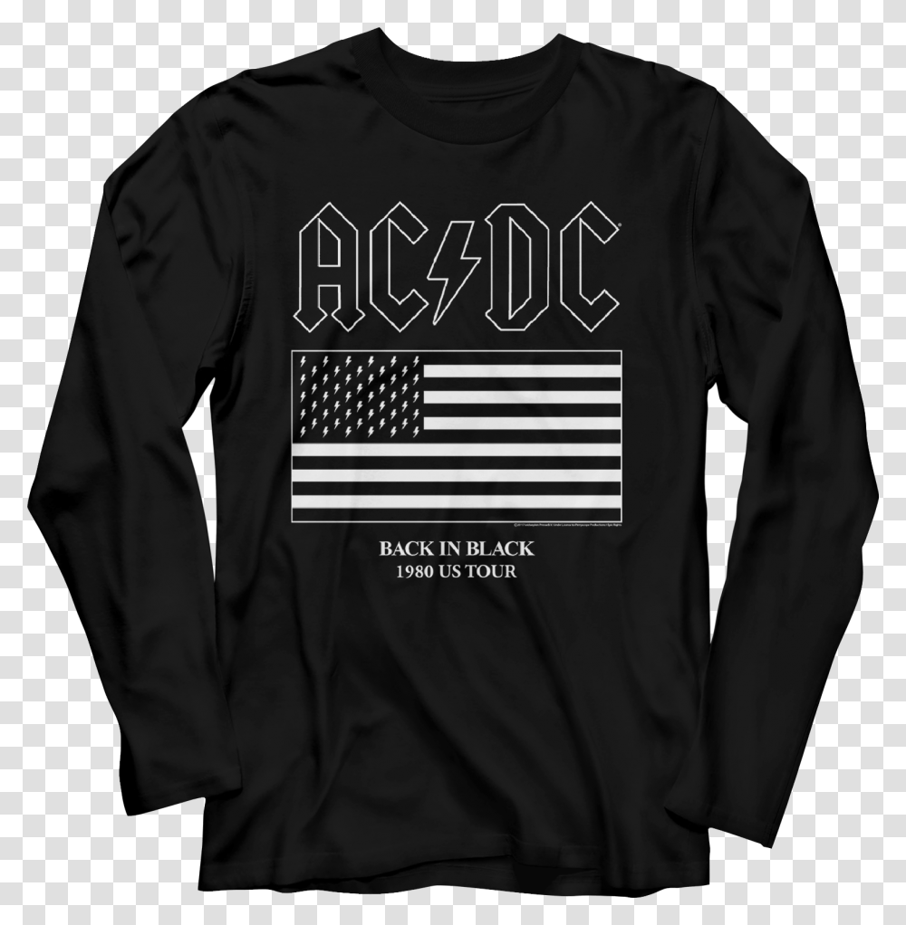 Back In Black 1980 Us Tour Acdc Long Sleeve Shirt Ac Dc Us Flag T Shirt, Apparel, Sweatshirt, Sweater Transparent Png