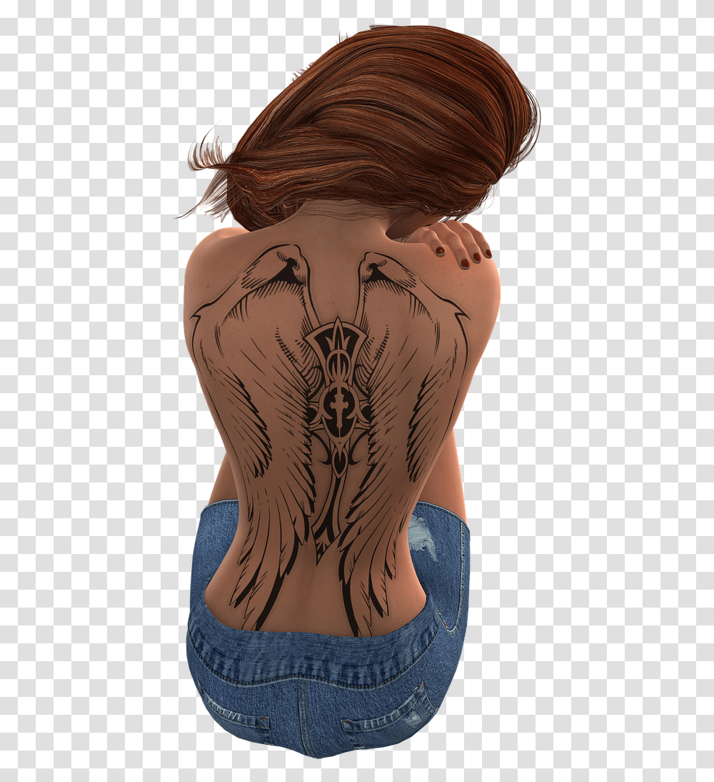Back Tattoo Tattoo, Skin, Person, Human, Cushion Transparent Png