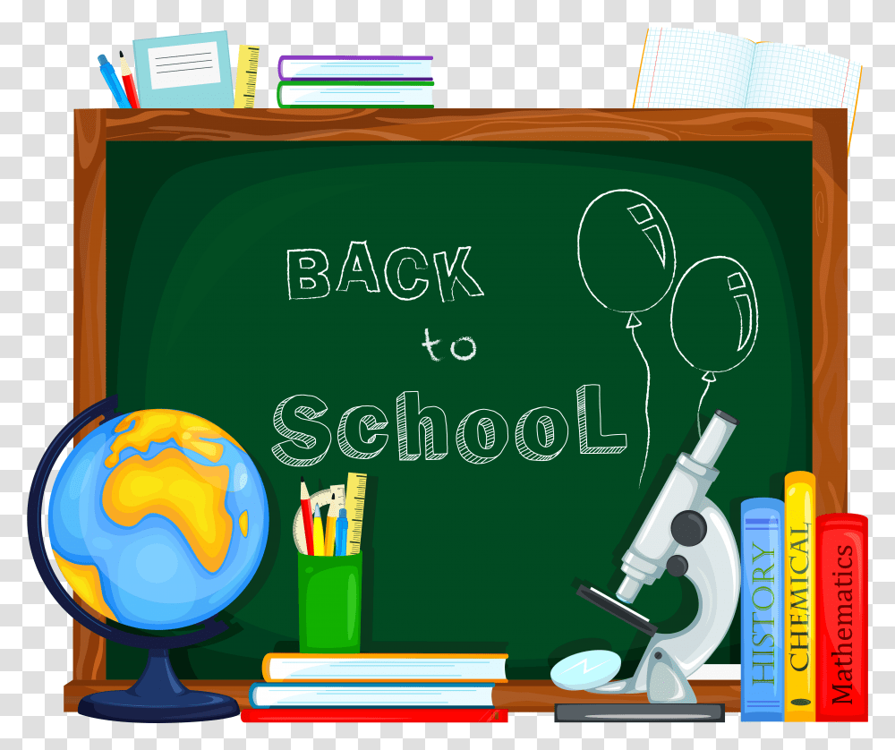 Back To School Back To School Clipart, Blackboard, Microscope, Astronomy, Outer Space Transparent Png