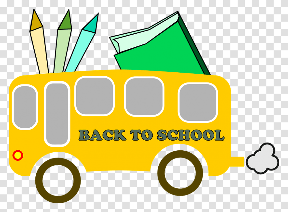 Back To School Bus Back School Crayons Book Back To School Clip Art, Van, Vehicle, Transportation, Ambulance Transparent Png