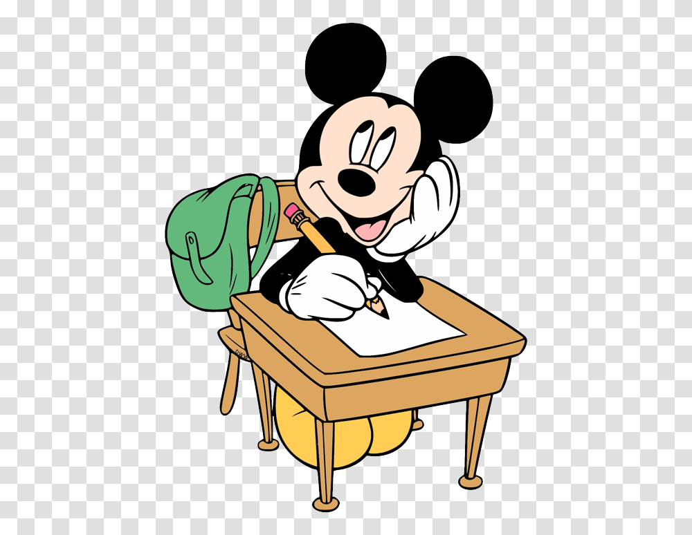 Back To School Clip Art Mickey Mouse Reading Book, Drawing, Table, Furniture, Doctor Transparent Png